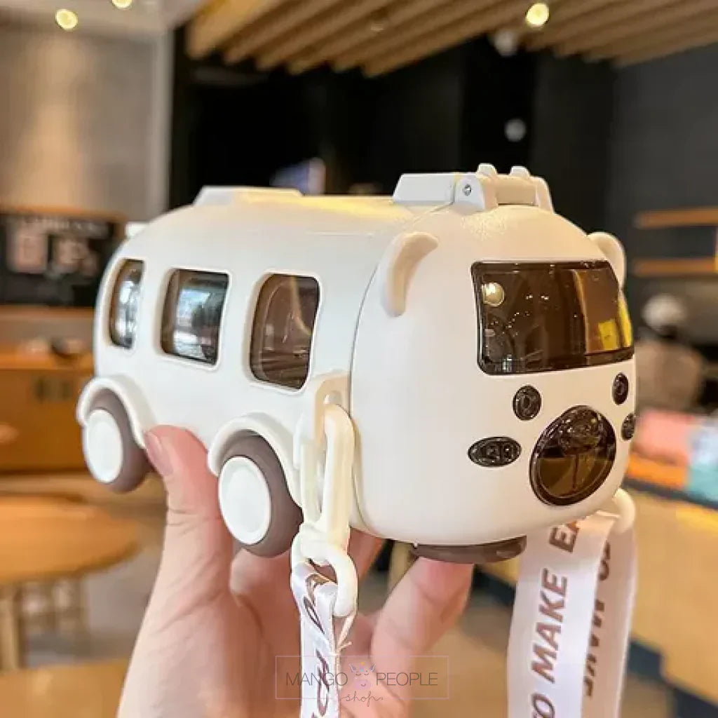 Bus Water Bottle For Kids With Strap, Sipper & Straw