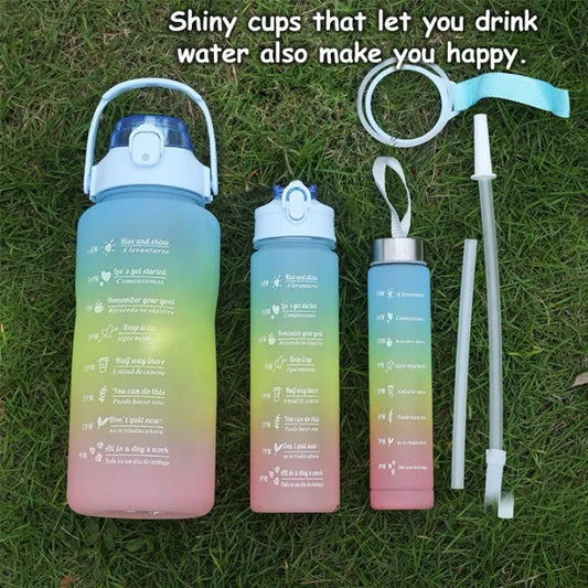 3pcs Motivational Plastic Bottle Set